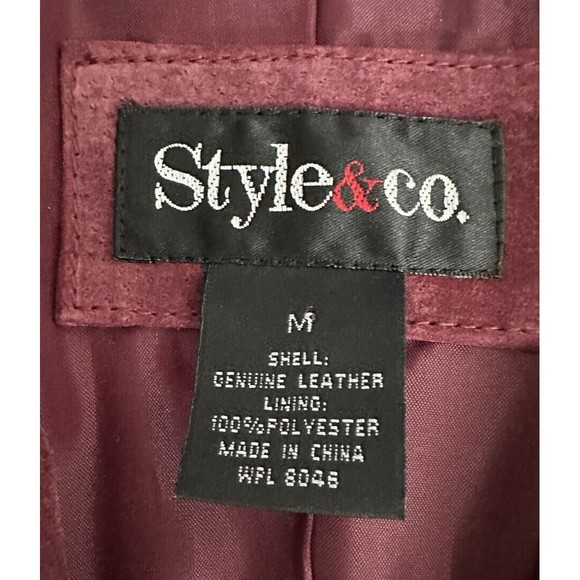 Style & Co Womens Sz Medium Mauve Suede Jacket Lined Blazer Button Up Coat EUC - Picture 4 of 5